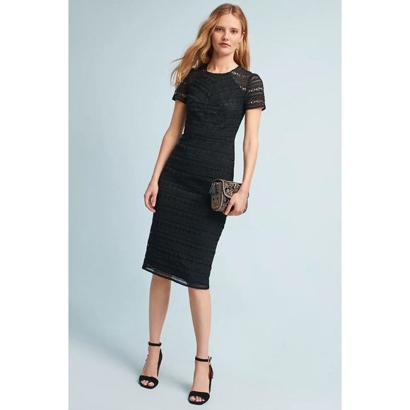 NWT • Shoshanna • Aleona Lace Column Dress in Black - Picture 2 of 9